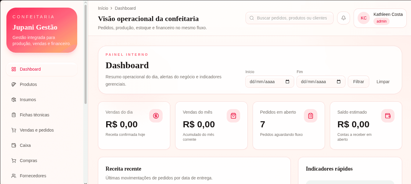 ERP para Confeitaria Ju.pani